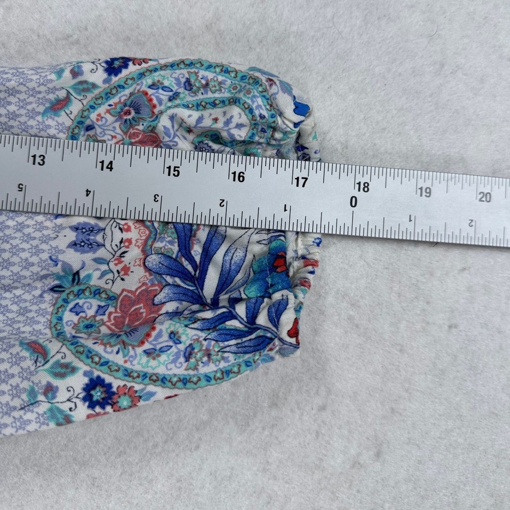 Love Tree Boho Patchwork Paisley Romper Blue Red V-Neck‎ Large - Picture 8 of 9